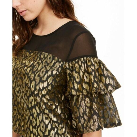 Kendall + Kylie Gold-Foil Animal-Print Blouse - Picture 3 of 3